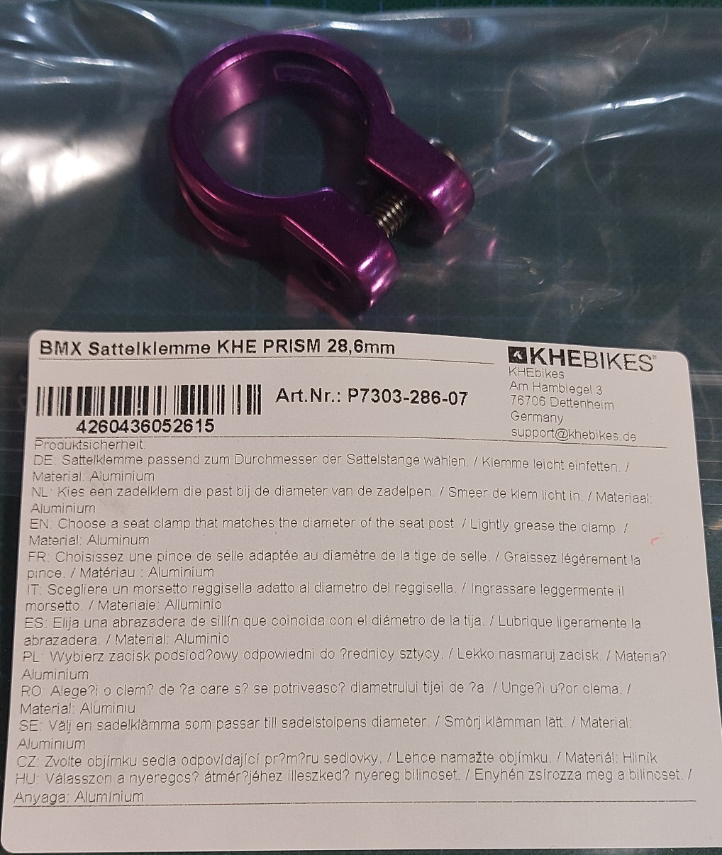 BMX Sattelklemme KHE PRISM 28,6mm